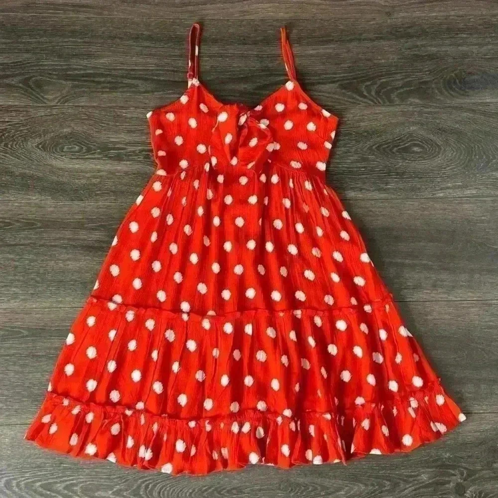 Band of Gypsies Ruffle Polka Dot Sweetheart Mini Sun Dress in Red, Medium NWT - Picture 7 of 13